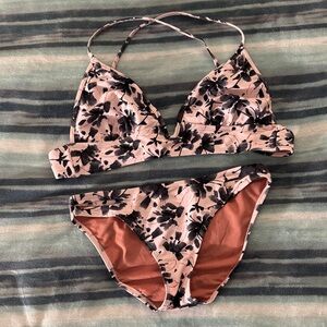 Hula Honey Black and Pink Floral Bikini